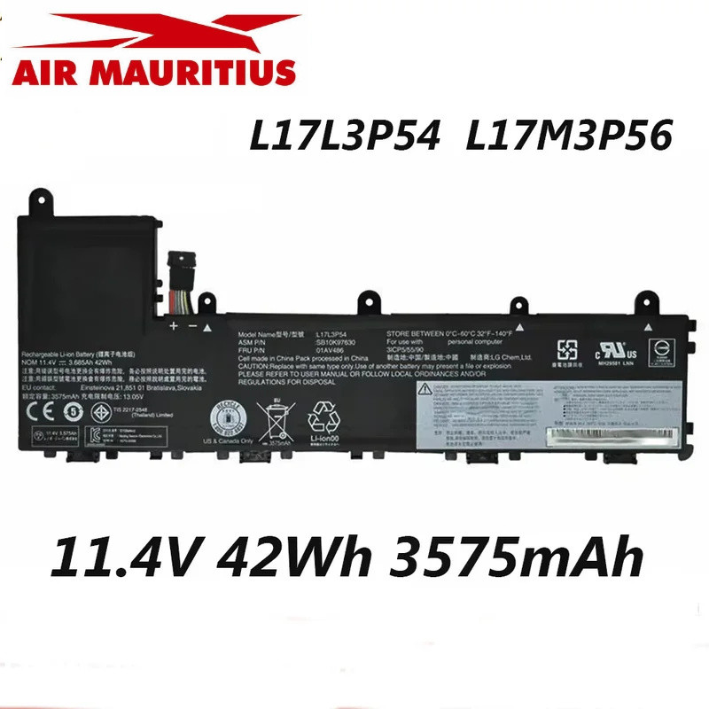 l17m3p56 11.4โวลต์3575มิลลิแอมป์ชั่วโมง42wh เดิมแบตเตอรี่แล็ปท็อปสำหรับ Lenovo T hink P AD 11e-20lq 
