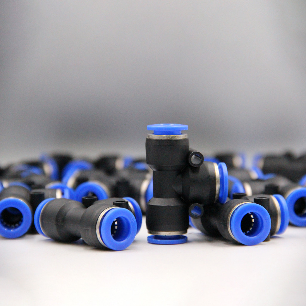 Super blow Store ข้อต่อลมสามทางตัวที  PE Fitting PE06 PE08 PE10 PE08-04-08 PE012-08-12