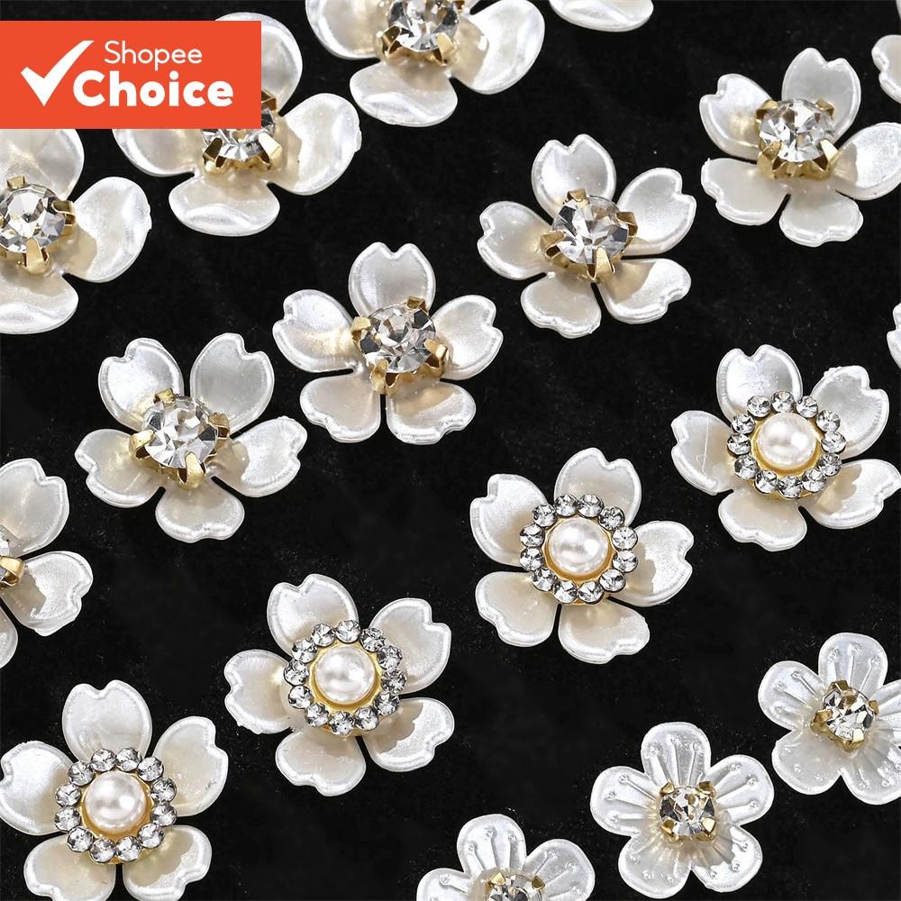DIY 40PCS กลีบลูกปัดมุกเครื่องประดับทําสําหรับต่างหูสร้อยคออุปกรณ์เสริมผม