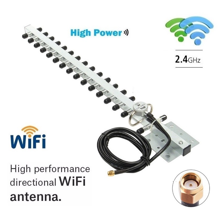 Yagi Wifi Signal Booster 25dBi Antenna Outdoor Wireless Antenna Directional Booster Amplifier, RG58 