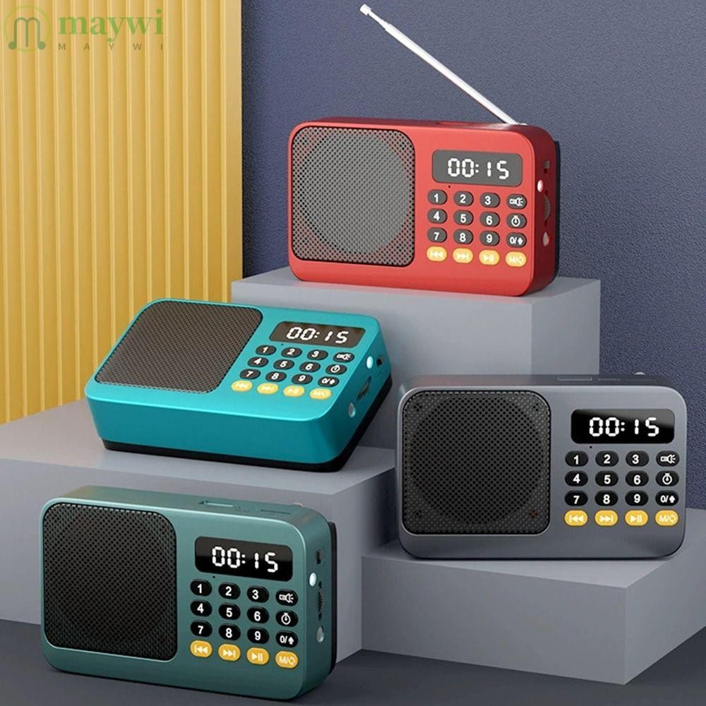 MAYWI เครื่องเล่นเพลงบลูทูธ พกพา วิทยุ FM MP3 USB TF จอ LED ชาร์จไฟได้