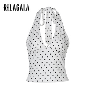 RELAGALA เสื้อกล้ามผู้หญิง 2025 ฤดูร้อนใหม่ สีคมชัด ลายจุด อ…