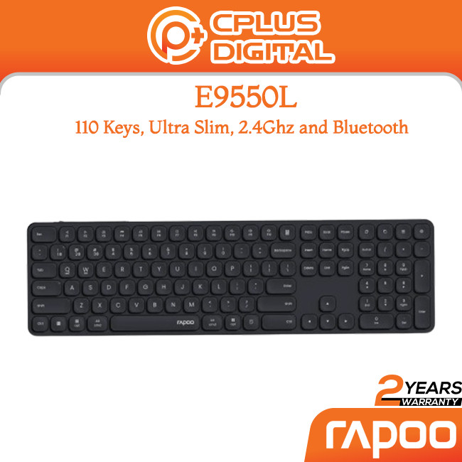 RAPOO E9550L Multi Device Bluetooth 2.4G ชาร์จ Slim เงียบคีย์บอร์ดไร้สายและเมาส์ Combo 1600 DPI เมาส