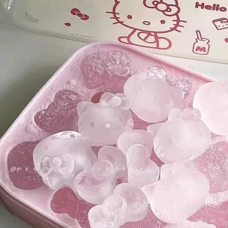 กด HelloKitty ถาดน้ําแข็งแม่พิมพ์ทําซิลิโคนเกรดอาหาร Ice Cube กล่องเก็บน้ําแข็ง ไอศกรีมโฮมเมด Jelly Household