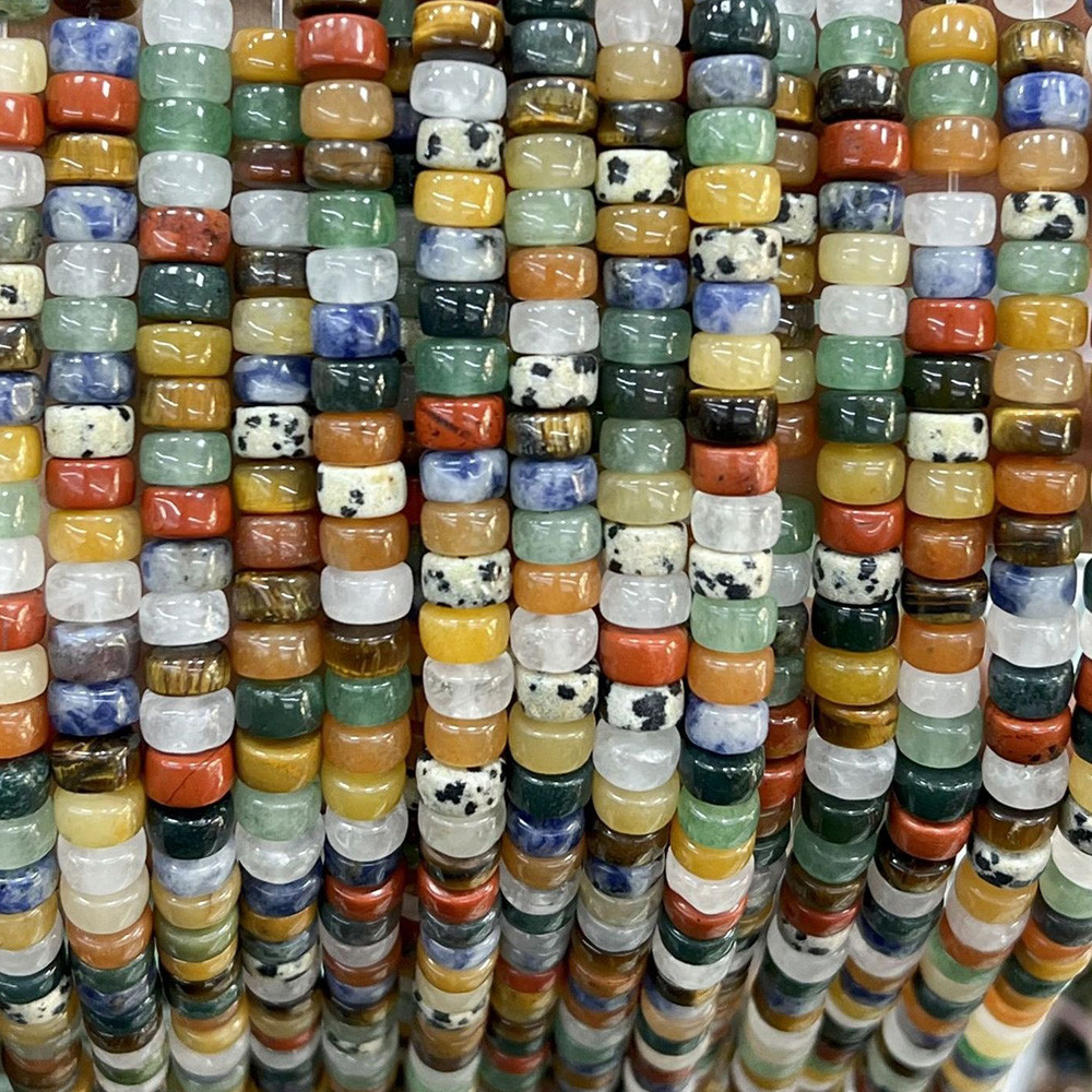1 Strand 80pcs หินธรรมชาติที่มีสีสัน Spacer ลูกปัด 4x7 มม.Oblate สําหรับ DIY สร้อยข้อมือเครื่องประดับทําอุปกรณ์เสริม