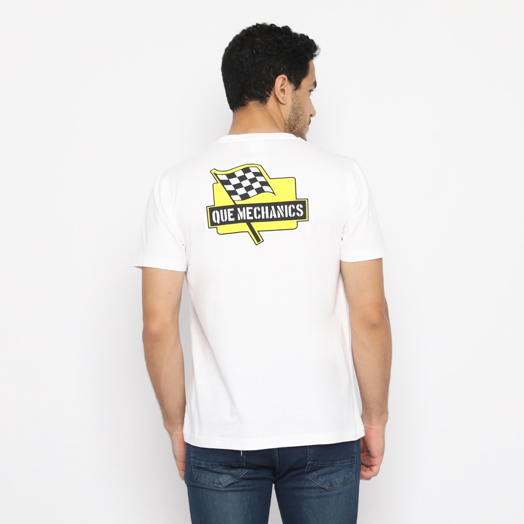 QUE เสื้อยืด unisex QUE MECHANICS - สีขาว