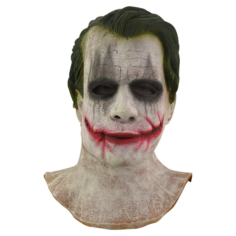 2025 Demon Joker Mask Dark Rider Batman Green Hair Joker Mask ฮาโลวีน Latex Mask