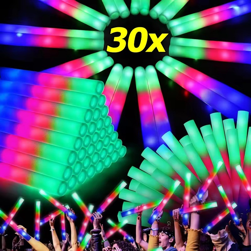 แท่งเรืองแสง นํา จํานวนมาก - แท่งโฟมเรืองแสง RGB สีสันสดใส - หลอดเชียร์สําหรับคอนเสิร์ตงานเลี้ยงวันเกิดงานแต่งงาน, 5/10/20/30 ชิ้น