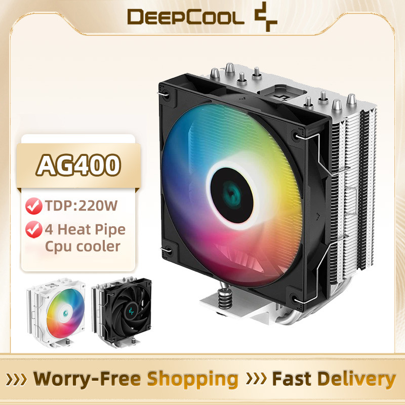 DEEPCOOL AG400 CPU Cooler ARGB PWM 2000RPM พัดลมระบายความร้อน 4 ท่อความร้อนTDP 220W หม้อน้ํา CPU สํา