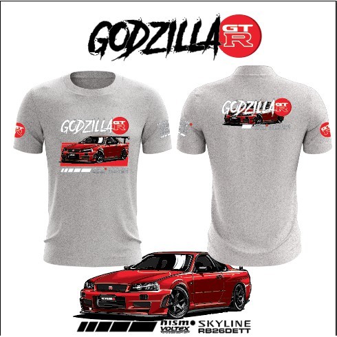 เสื้อยืดแขนสั้น Nissan Gtr Skyline 26rb Dett Gozilla