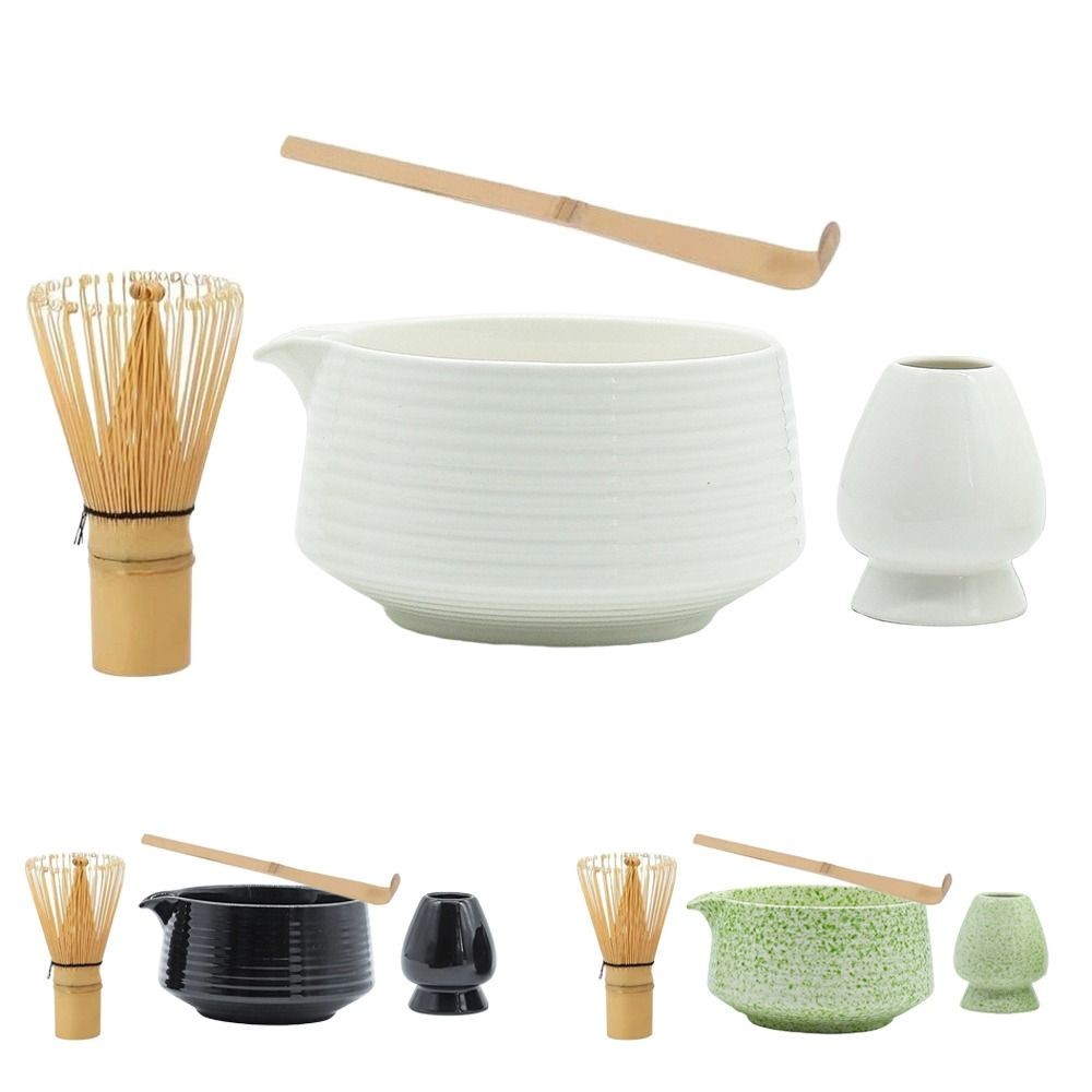 PUFFZY ชุดน้ําชามัทฉะญี่ปุ่น 4 ชิ้น, ที่ปัดมัทฉะที่ปลอดภัยเกรดอาหาร, ไม้ไผ่เซรามิกที่ปัดชาเขียวแบบใช้ซ้ําได้ - รูปที่ 6