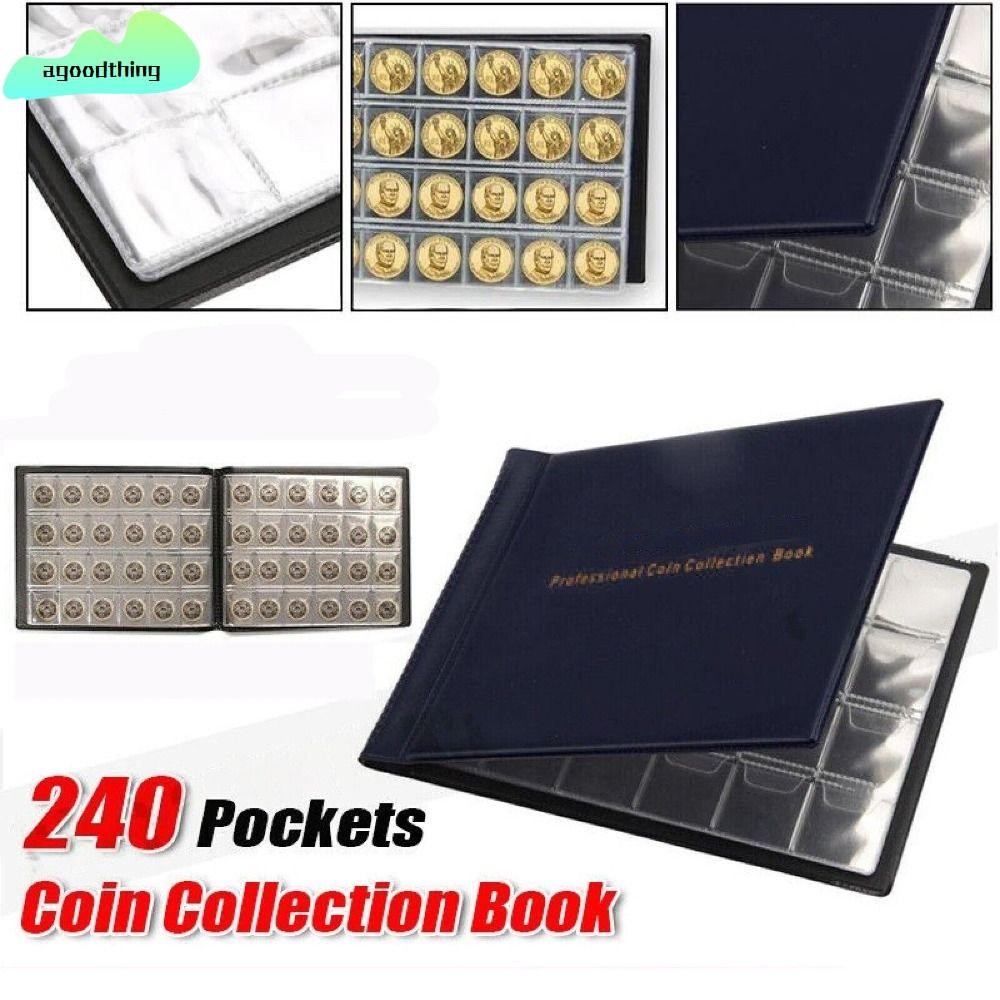 AGOODTHING Coin Collection Storage , Penny อัลบั้มของขวัญ PVC เหรียญคอลเลกชัน,คุณภาพสูง 240 กระเป๋า 10 หน้าเหรียญรวบรวมอัลบั้มสําหรับนักสะสม