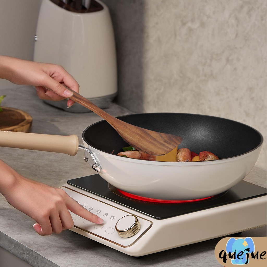 12 ชิ้นช้อนไม้สักชุดอุปกรณ์ทําอาหารที่ทนทานพร้อมรูแขวนช้อนไม้สําหรับห้องครัว SHOPQJC8247