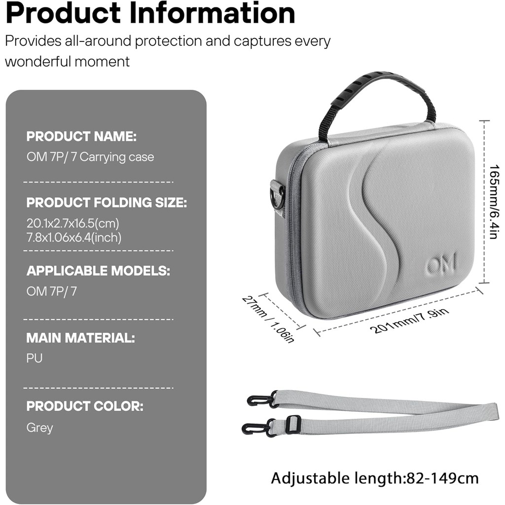 สําหรับ DJI Osmo Mobile 8 กระเป๋าสะพายแบบพกพา PU กันน้ํา DJI OM8, OM7 Universal Joint Stabilizer กระเป๋าเก็บ - รูปที่ 6