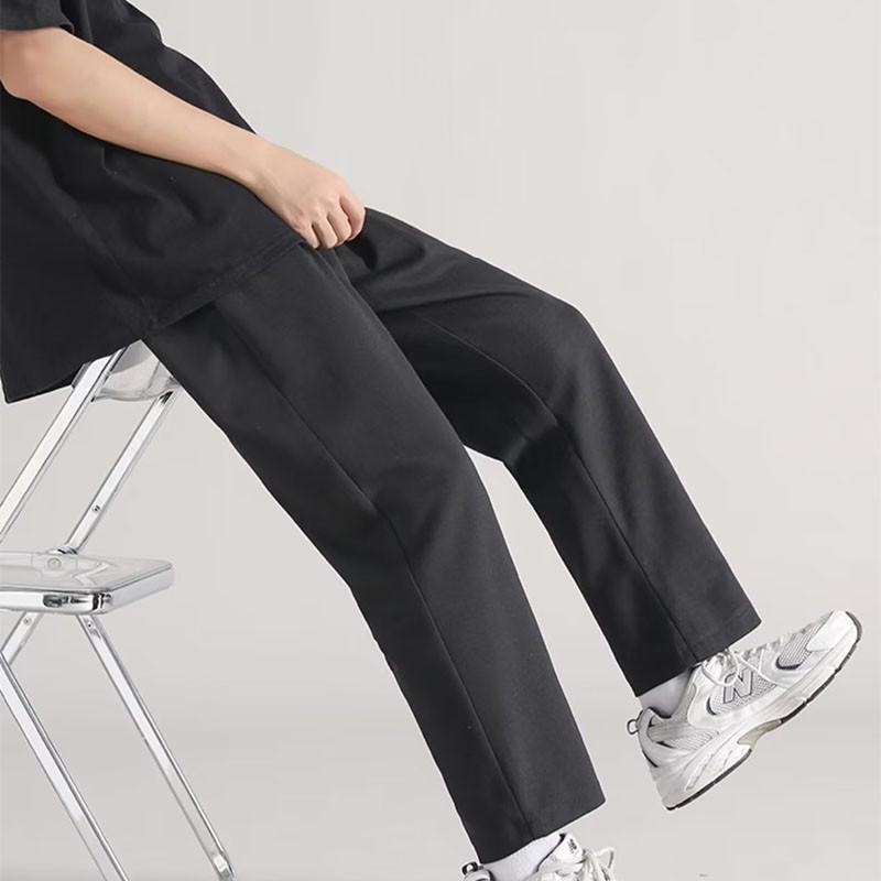 M-5XL ผู้ชายฤดูร้อนหลวมขากว้าง กางเกงวอร์ม บางสีทึบกีฬาจ๊อกกิ้งกางเกงสําหรับผู้ชายและผู้หญิงขนาดบวกสีดํา\สีเทา - รูปที่ 3