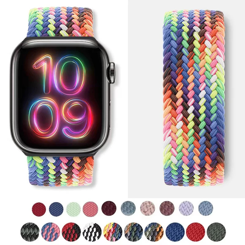สายสำหรับ Apple Watch Series 10 46mm 42mm 9 7 8 5 SE 6 44mm 45mm 40mm 38 41mm Ultra 49mm สายถัก Solo Loop