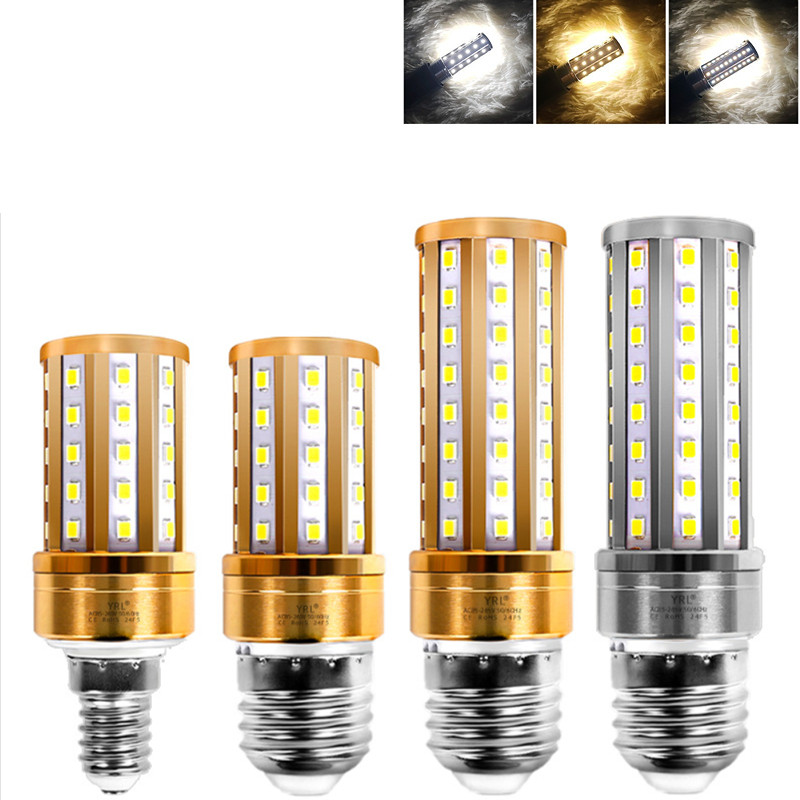 LED ความสว่างสูงหลอดไฟ E14 E27 7W 10W 85-265V Warm Light 3000K Neutral Light 4000K แสงสีขาว 6000K Tri สี Dimming