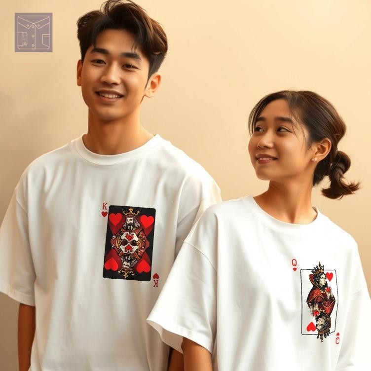 เสื้อยืดคู่รัก King & Queen of Love แบรนด์ Vibeon คอตตอนพรีเมียม