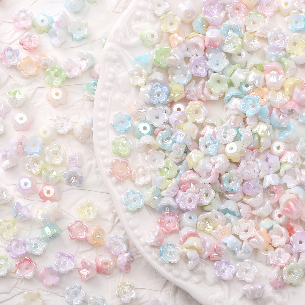 ประมาณ 100 ชิ้น Camellia/Lily of the Valley DIY สร้อยข้อมือพวงมาลัย ABS ลูกปัดดอกไม้