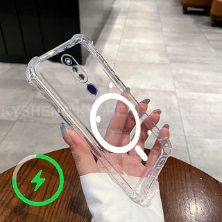 เคสสําหรับเคสโทรศัพท์ OPPO F11 PRO TPU ชาร์จแม่เหล็กสี่มุมป้องกันการตกนิ่มโปร่งใส WBQ