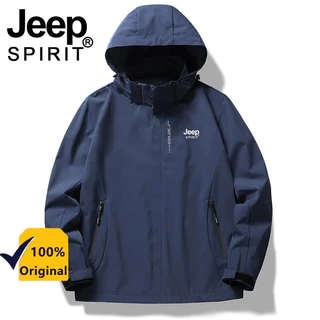 Jeep spirit เสื้อกันลมกลางแจ้งสำหรับผู้ชาย JACKET ลําลองพร้อมกระเป๋า แบรนด์อินเทรนด์ ฤดูใบไม้ผลิและฤดูใบไม้ร่วง กันลม สกี ปีนเขาวางแบบ