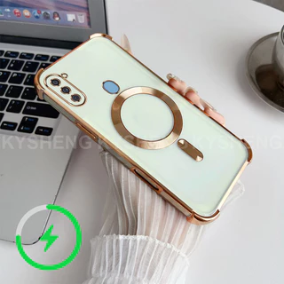 เคสสําหรับ Samsung A11 M11 เคสโทรศัพท์ TPU ชาร์จแม่เหล็กสี่มุมป้องกันการตกนิ่มโปร่งใส WBQ