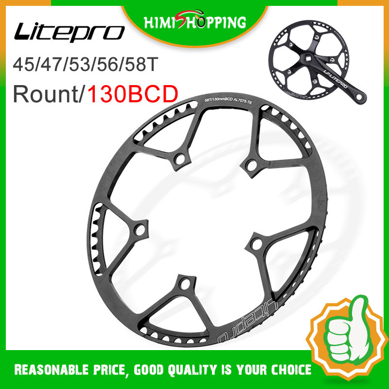 READY STOCK Litepro จักรยานพับ 130Bcd Chainring 45 47 53 56 58T Sprocket พร้อม Guard Alloy Crankset จักรยานเกียร์คงที่อุปกรณ์เสริม