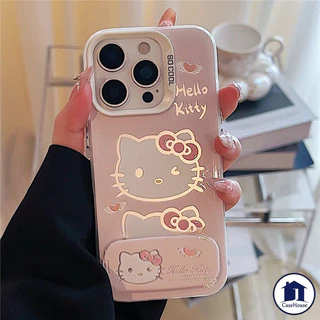 เคส IMD ชุบลายแมวคิตตี้สุดน่ารักแฟชั่น เข้ากันได้กับ iPhone 17 air 15 13 14 11 12 16 Pro Max XR 7 8 16 Plus 16 Pro X SE
