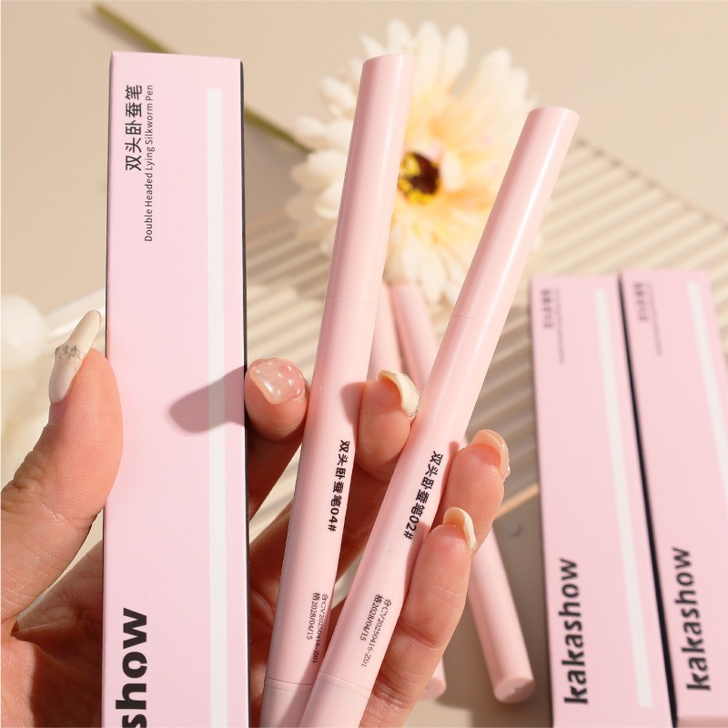 Double-ended Silkworm Liner Makeup - Diamond Glitter & Matte Finish Brightening Cream Shadow Highlighter Pen Tool - รูปที่ 4