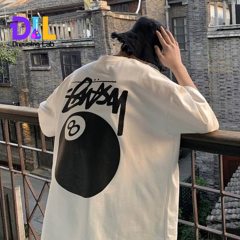 2025 ใหม่S-3XL ฤดูร้อนสไตล์อเมริกันผู้ชายแขนสั้นเสื้อยืดแฟชั่นวินเทจบิลเลียด8พิมพ์กราฟิกประเดิมขนาดใหญ่ฮิปฮอปสตรีทแวร์สี