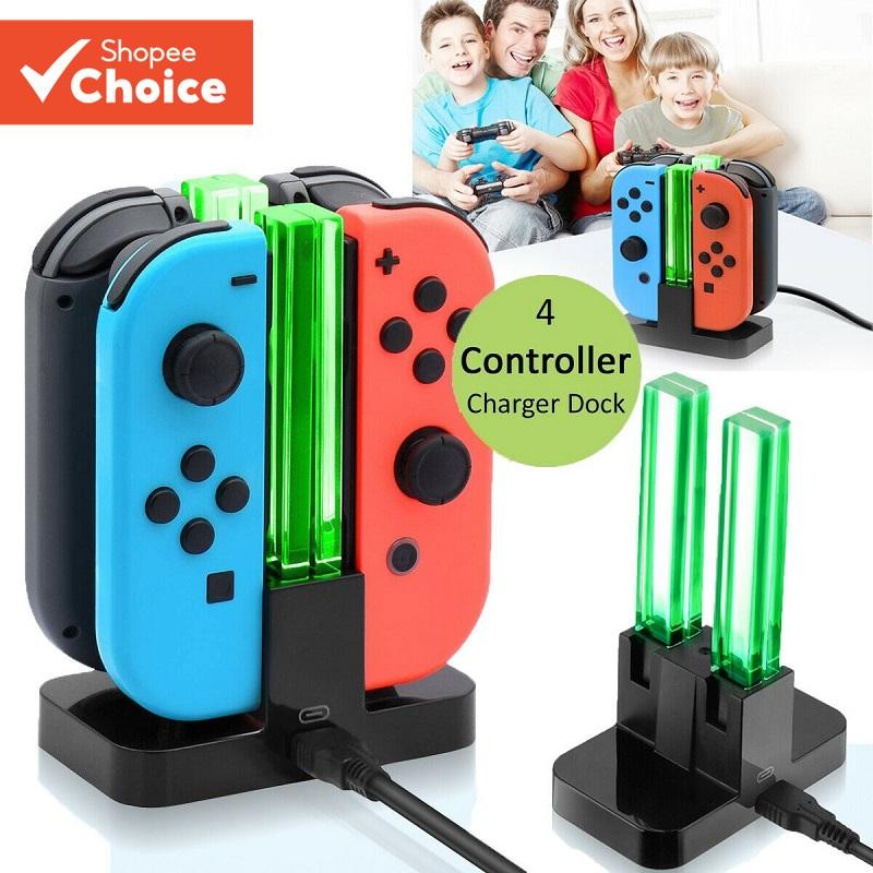 4 Controller Charger จอแสดงผล LED แท่นชาร์จสําหรับ Niteno Switch Nintendoswitch NS Joy-con อุปกรณ์เสริม