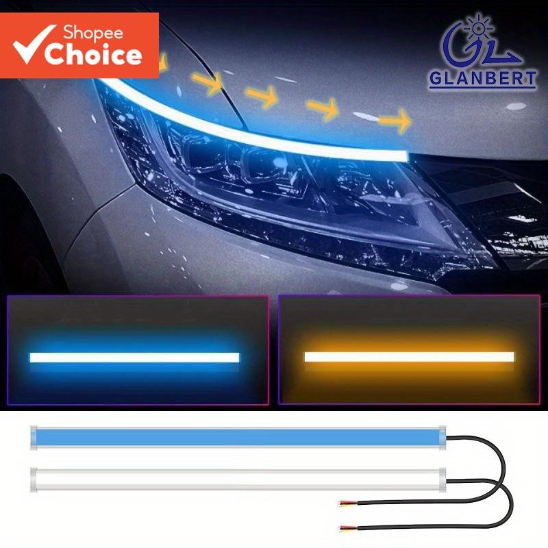 2pcs ไฟเลี้ยวรถยนต์ DRL ไฟด้านข้าง Led Strip Lighting รถยนต์อุปกรณ์เสริมตกแต่งอัตโนมัติ