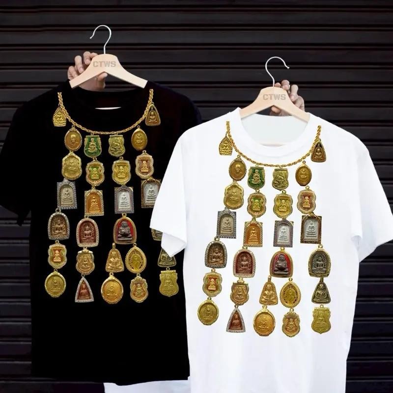 Top.Street ✨เสื้อยืดoversize คอกลม เสื้อ 'Amulet necklace' t shirt cotton100% เสื้อยืดชาย เสื้อยืดผ้าฝ้าย แฟชั่น ทรงหลวม