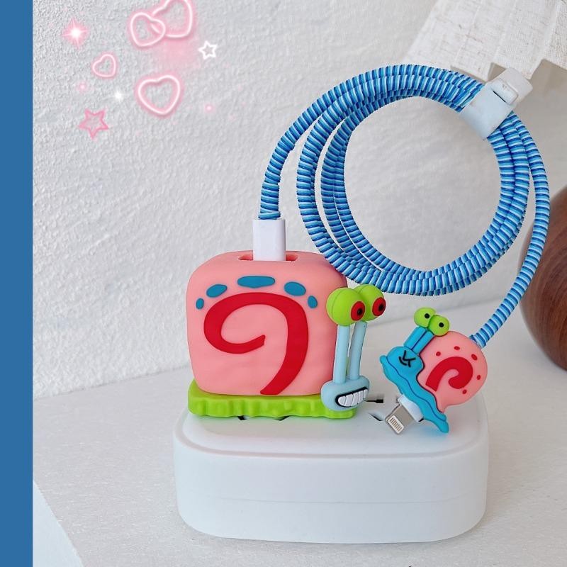 ฝาครอบป้องกันเครื่องชาร์จหอยทากสัตว์เหมาะสําหรับ แอปเปิล ไอโฟน 18ว 20ว หัวชาร์จฝาครอบป้องกันสายชาร์จฝาครอบป้องกันอุปกรณ์คดเคี้ยว