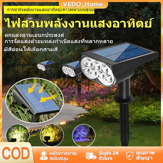 COD ไฟปักสนามโซล่าเซลล์ ไฟสวนโซล่าเซลล์ สปอตไลท์โซล่าเซลล์ สปอตไลท์ led โคมไฟสนาม 1โคมไฟมี7สี