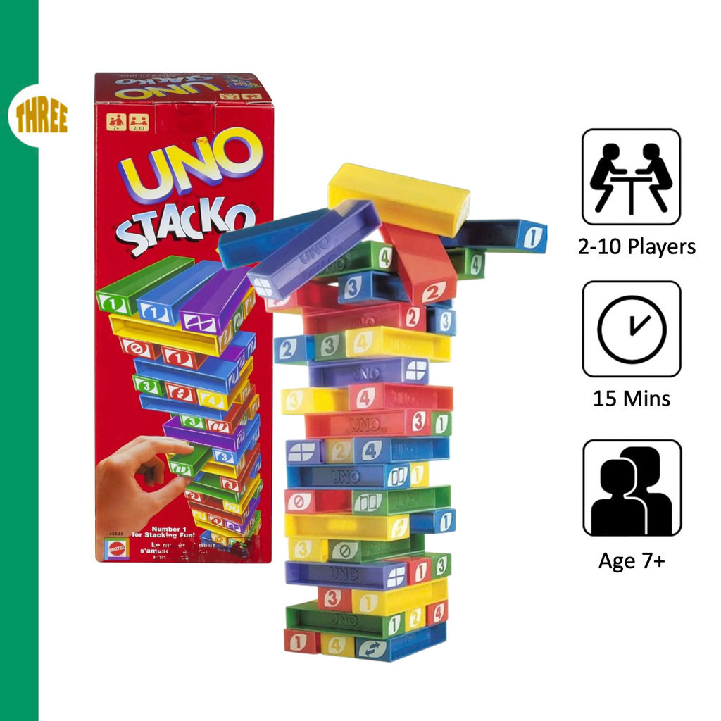 UNO Stacko Strategy เกมสําหรับครอบครัวและเพื่อนเกมสําหรับเด็กเกมกระดานเกมคลาสสิก F64A