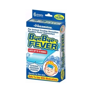 ByeBye Fever แผ่นเจลให้ความเย็น Children สำหรับเด็ก ขนาด (5 cm x 11 cm) 1 กล่อง 6 ชิ้น [DKP]