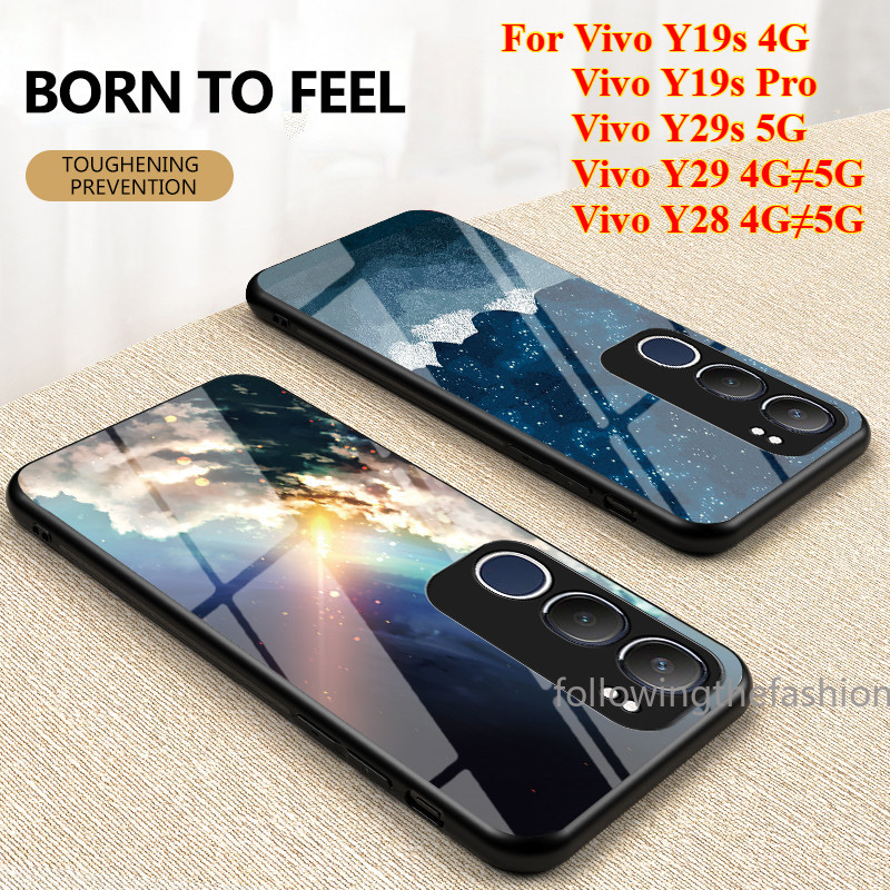 สําหรับ Vvio Y19S Pro 2025 vivo Y19S Y19S Pro Y29s Y29 Y28 4G 5G Ultra-thin กระจกนิรภัยเคสโทรศัพท์ซิลิโคนกรอบแฟชั่นไล่โทนสีปลอกกันกระแทกปกหลัง