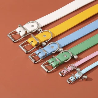 16สีหนัง ปู่ นุ่มปลอกคอแมวที่มีระฆังแข็งลูกสุนัขปลอกคอสําหรับสุนัขขนาดเล็กขนาดกลางแมวอุปกรณ์ชิวาวาสัตว์เลี้ยงผลิตภ