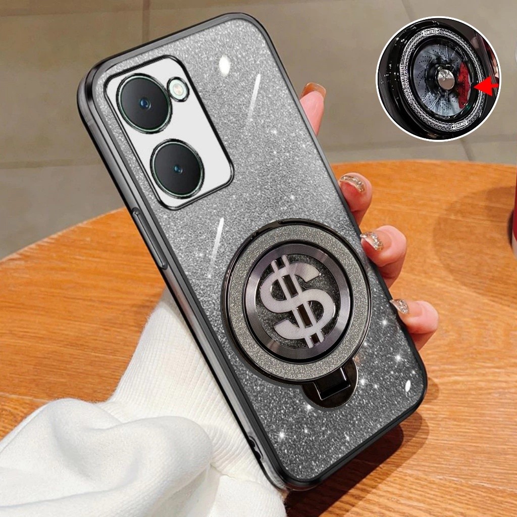 HP Vivo Y18 Y03 Y03T Soft Case Glitter Ring Dollar Wireless Premium