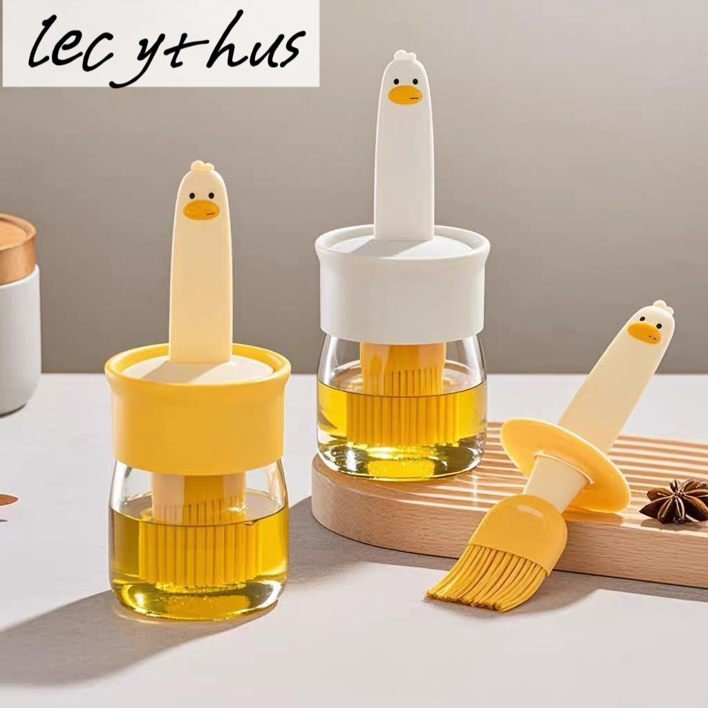 โหลแก้วใส่น้ำมัน ขวดใส่ซอสแบบ 2in1 ลายน้องเป็ดแปรงซิลิโคน เหมาะกับการอบอาหาร Dream house