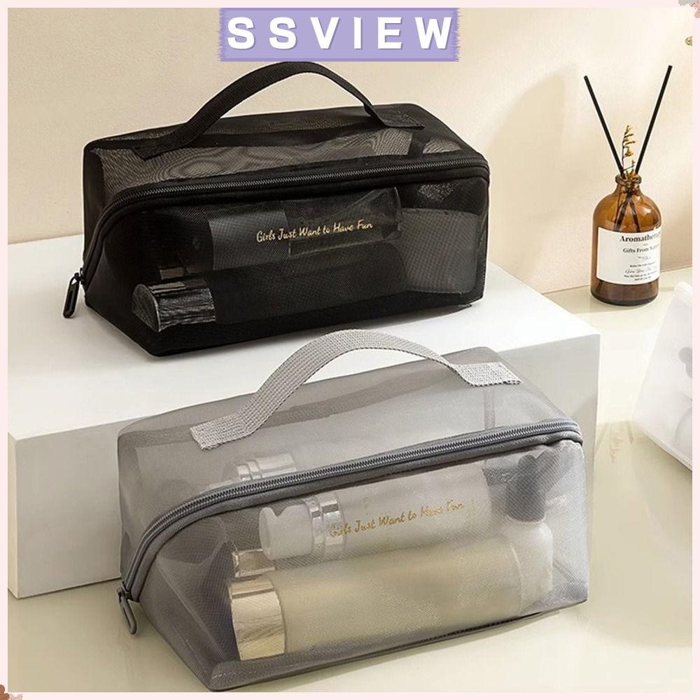 STILLSAVIEW กระเป๋าเดินทาง, กระเป๋าจัดระเบียบ, กระเป๋าแต่งหน้าตาข่ายแข็ง, กระเป๋าล้างแบบใสน้ําหนักเบาความจุขนาดใหญ่
