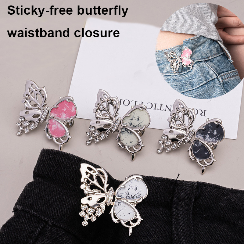 COD-ในไทย💖กระดุมเอวทรงผีเสื้อ กระดุมไร้ตะปู กระดุมปรับขนาดกางเกงยีนส์แบบไม่ต้องเย็บ-Kri