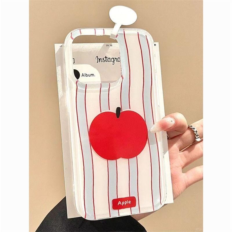 INS จี้ Apple สีแดงลายเหมาะสําหรับ Iphone16promax เคสโทรศัพท์ Apple 15 ใหม่ 14 ทนต่อการตก S7N0