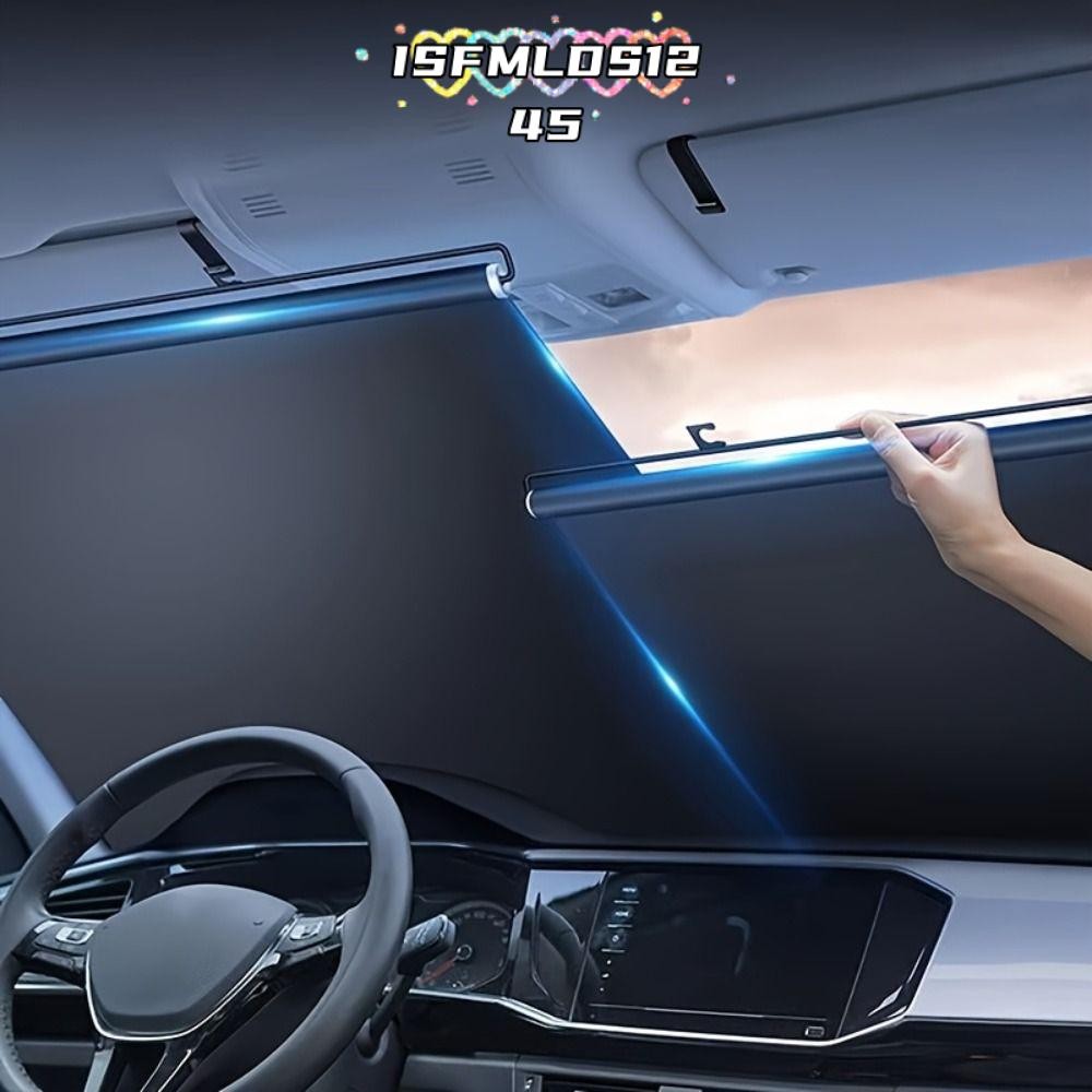 ISFMLDS1245 Auto ด้านหน้ากระจกบังแดด, Visor Reflector ถ้วยดูดม่านบังแดดรถยนต์, Universal Retractable ป้องกันความร้อน Sun Protection Cover