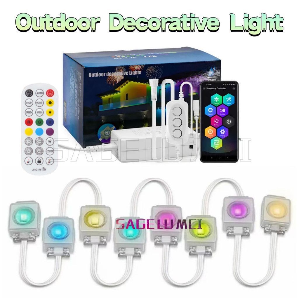 10/20/30/60Leds ชายคากลางแจ้งชุดไฟ Led 16703IC(WS2812B) 1600 ล้าน RGBIC Led string ทํางานร่วมกับ Hom