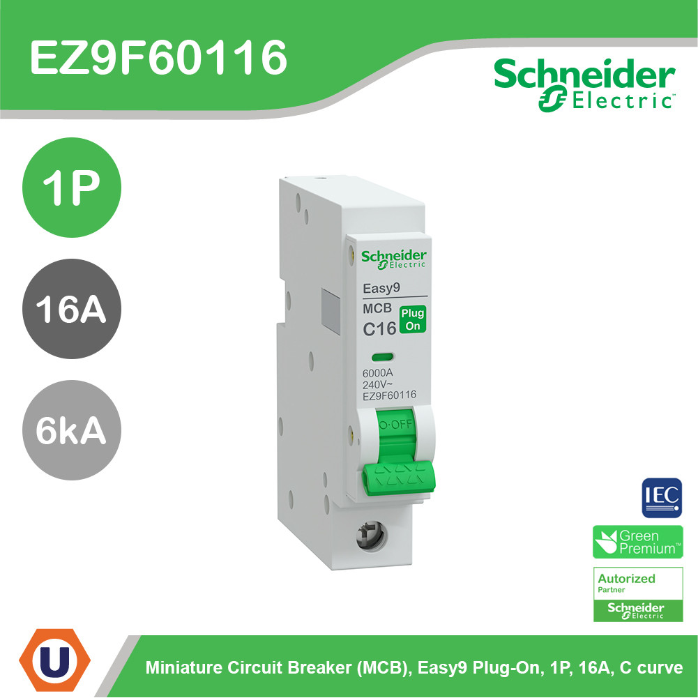 Schneider Electric เซอร์กิตเบรกเกอร์ รุ่น Easy9 Plug-On ขนาด 1P 6kA 16A รหัส EZ9F60116 | Ucanbuys