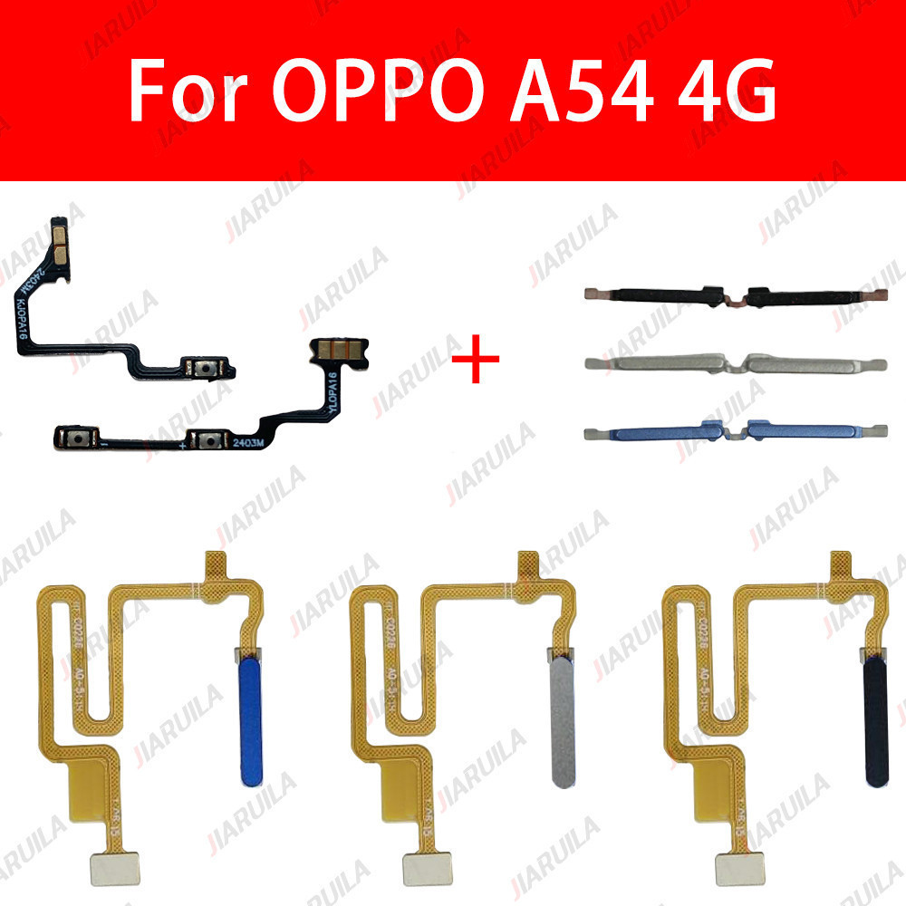 สําหรับ OPPO A54 4G กลับปุ่มบ้านเครื่องสแกนลายนิ้วมือเซ็นเซอร์กลับปุ่มปรับระดับเสียงสวิตช์ไฟเปิดปิดปุ่ม ดิ้น สาย