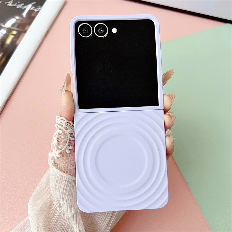 หรูหราระลอกน้ํา Pantern เคสโทรศัพท์แม่เหล็กสําหรับ Samsung Galaxy Z Flip 7 Z Flip 6 5 ไร้สายชาร์จพลาสติกแข็ง PC กันกระแทกป้องกันปกหลัง