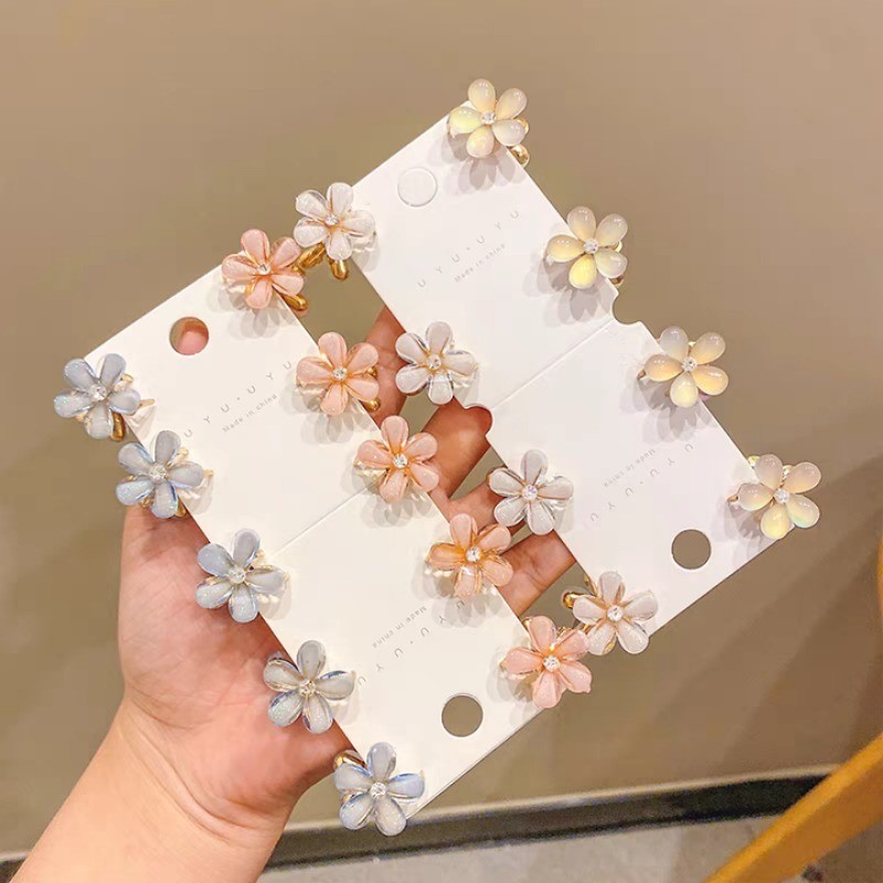 สาวหวานดอกไม้ครึ่งผูก Hairpins แฟชั่น Bangs ด้านข้างคลิปผู้หญิงอุปกรณ์เสริม 5 ชิ้น - รูปที่ 4